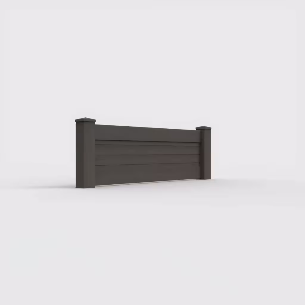 D. walnut horizontal privacy 2 ft wall topper, right-side view