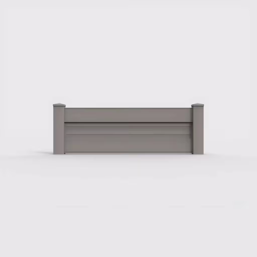 Gray horizontal privacy 2 ft wall topper, front view