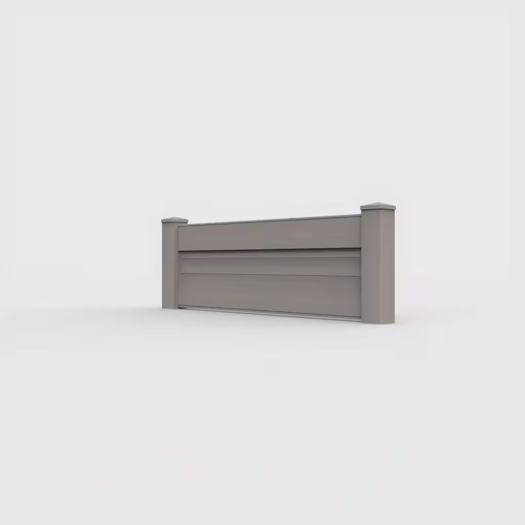 Gray horizontal privacy 2 ft wall topper, left-side view