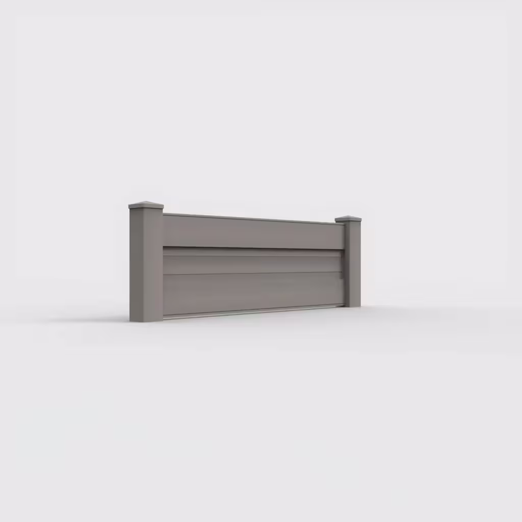 Gray horizontal privacy 2 ft wall topper, right-side view