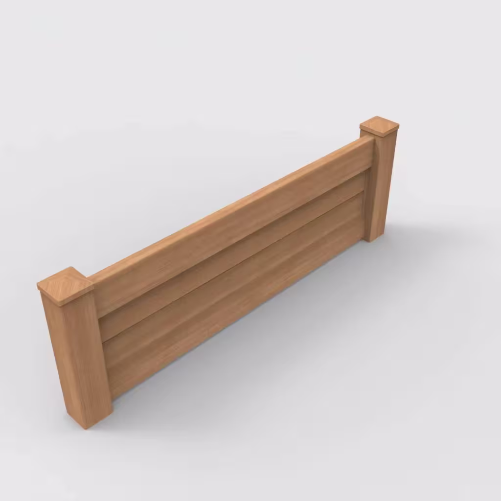 Sierra blend horizontal privacy 2 ft wall topper, isometric view