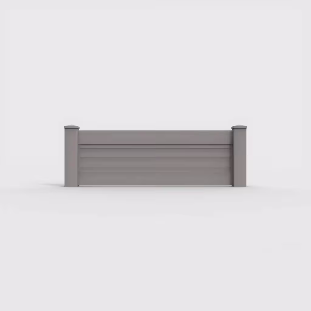 Slate gray horizontal privacy 2 ft wall topper, front view