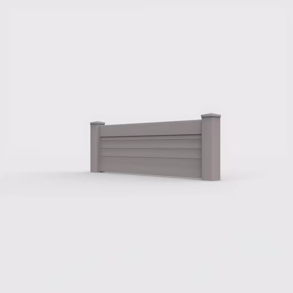 Slate gray horizontal privacy 2 ft wall topper, left-side view