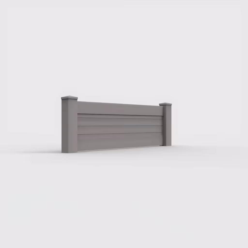 Slate gray horizontal privacy 2 ft wall topper, right-side view
