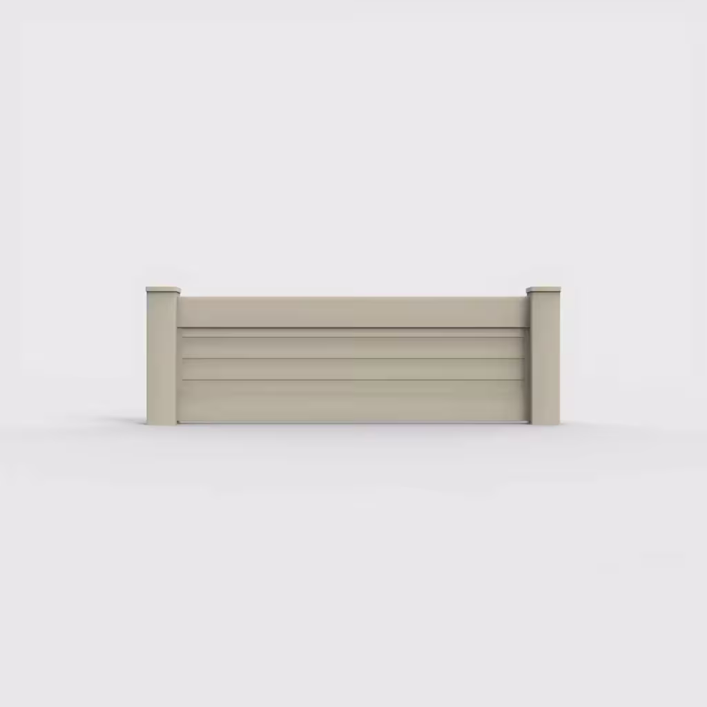 Tan horizontal privacy 2 ft wall topper, front view