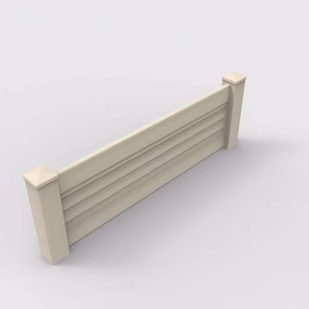 Tan horizontal privacy 2 ft wall topper, isometric view