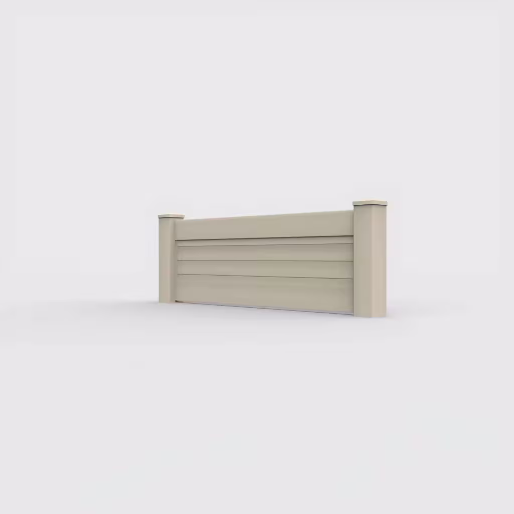 Tan horizontal privacy 2 ft wall topper, left-side view