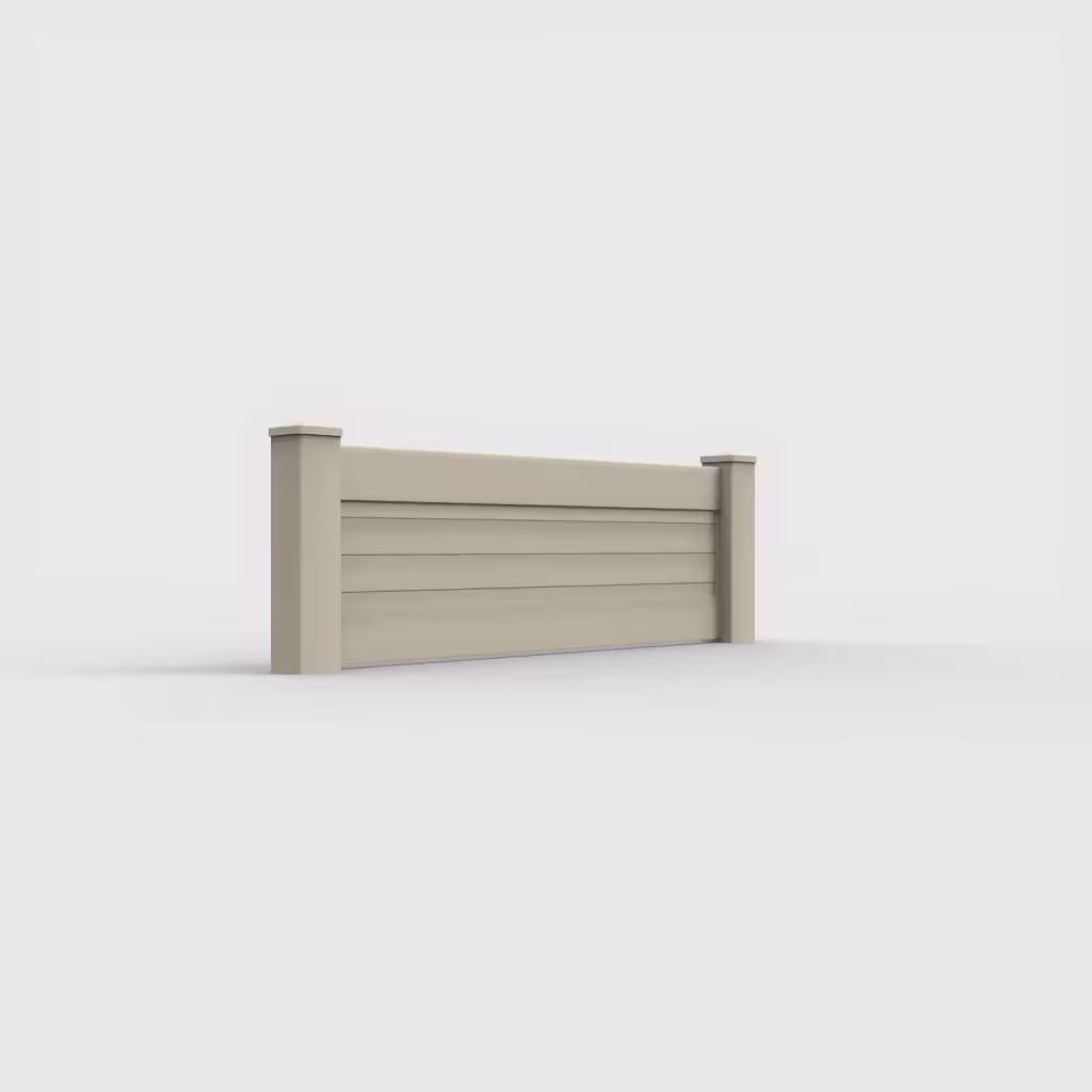 Tan horizontal privacy 2 ft wall topper, right-side view