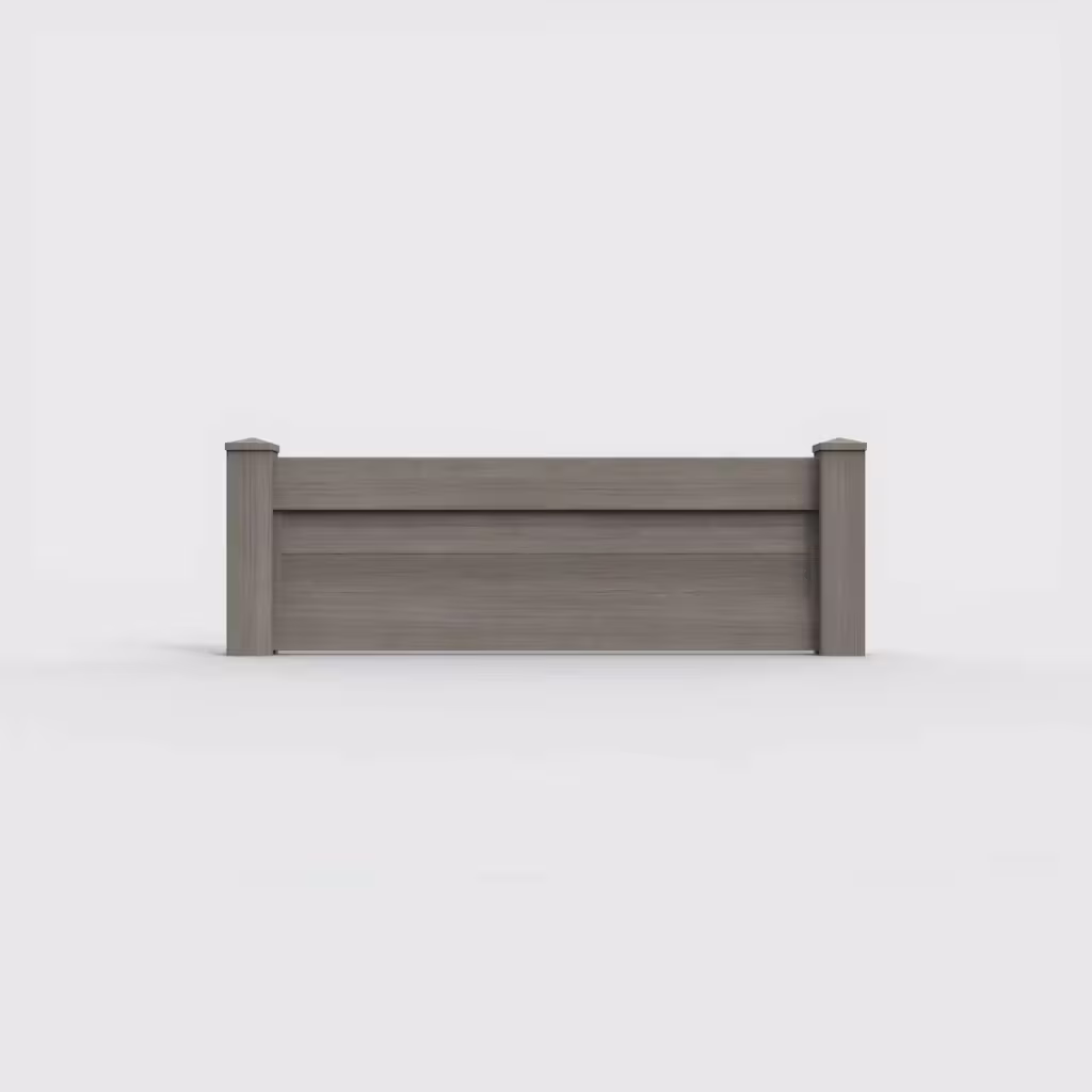 Weathered blend horizontal privacy 2 ft wall topper, front view