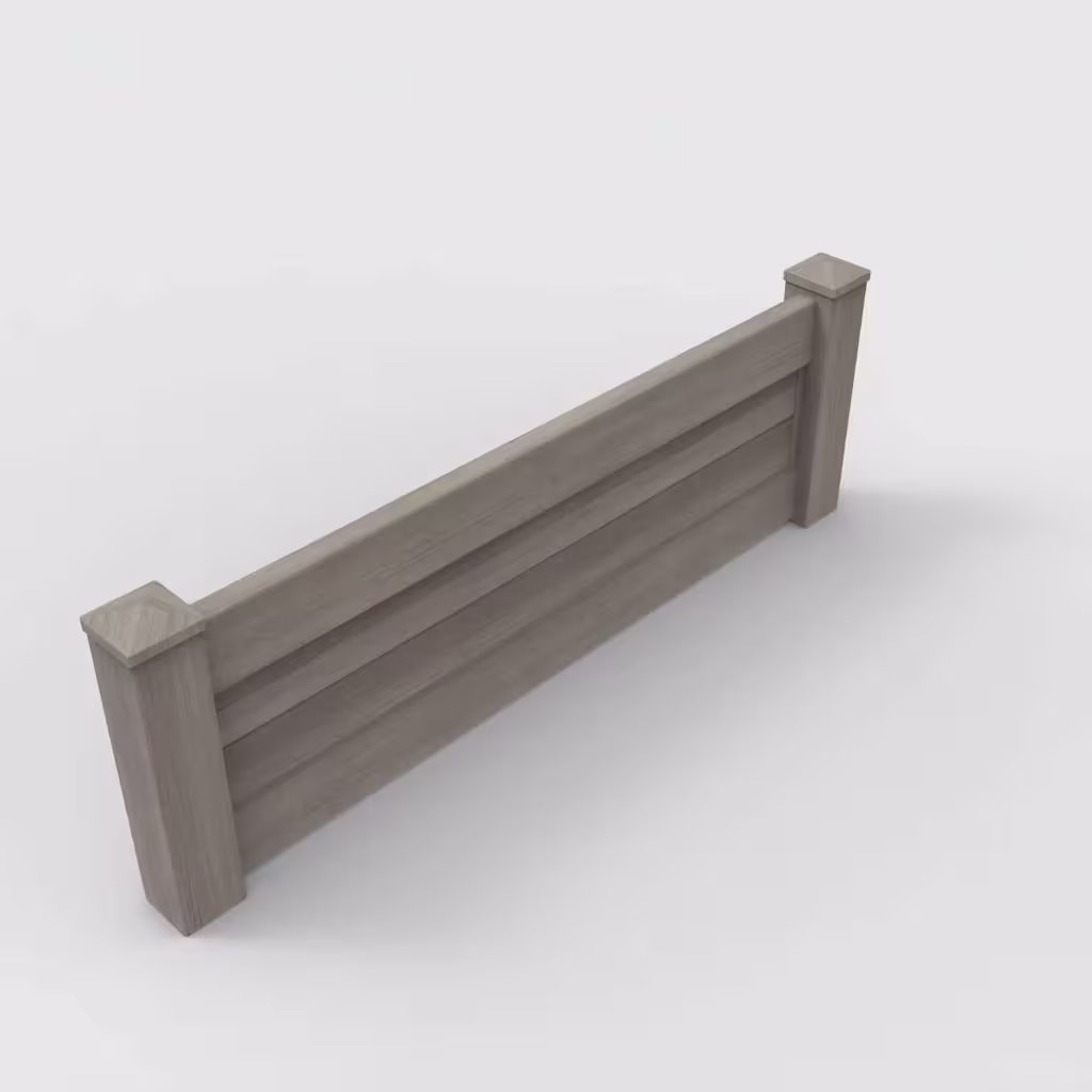 Weathered blend horizontal privacy 2 ft wall topper, isometric view