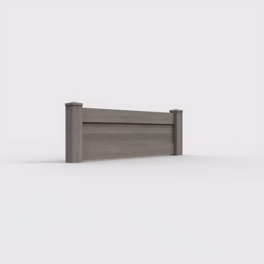 Weathered blend horizontal privacy 2 ft wall topper, right-side view