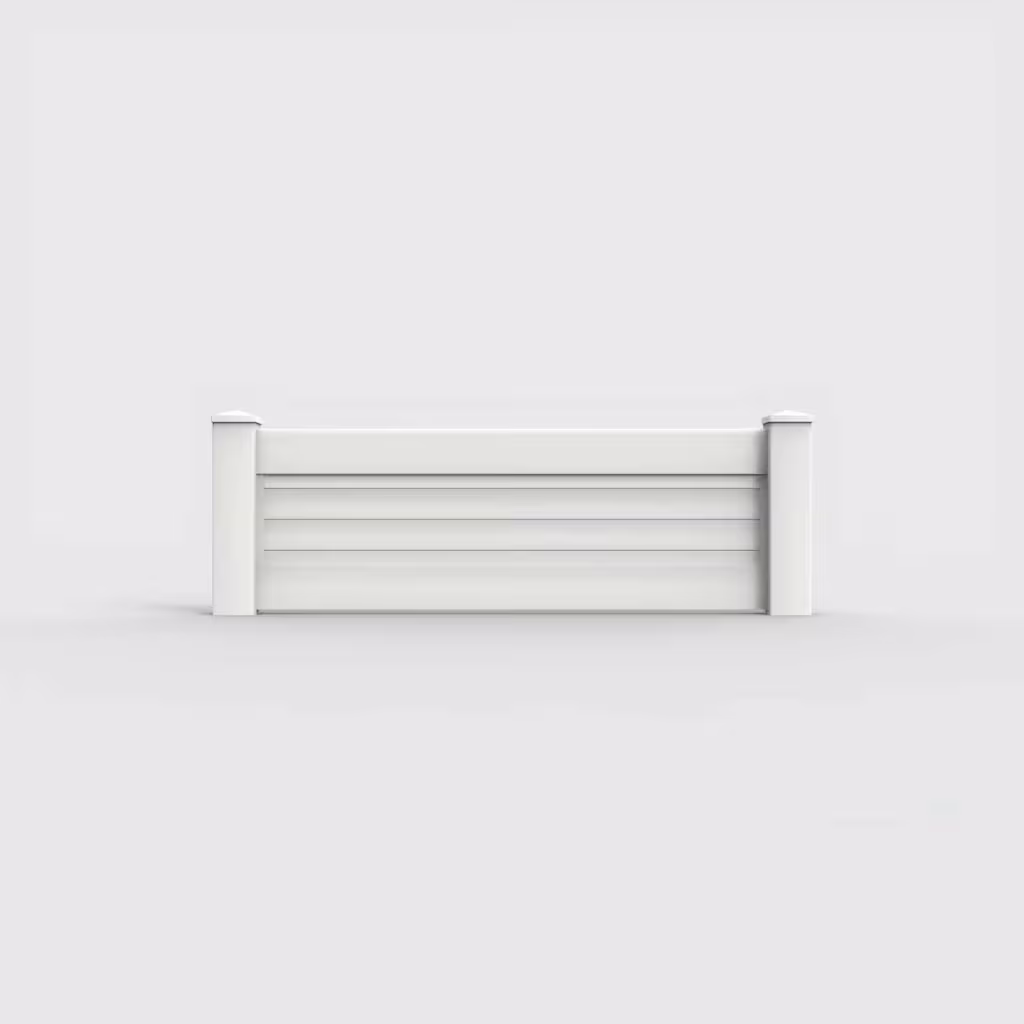 White horizontal privacy 2 ft wall topper, front view