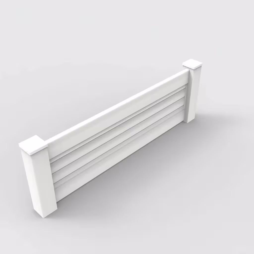 White horizontal privacy 2 ft wall topper, isometric view