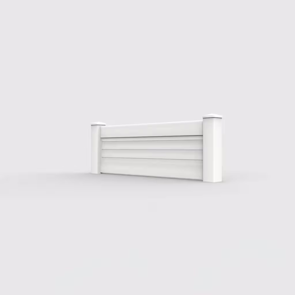 White horizontal privacy 2 ft wall topper, left-side view