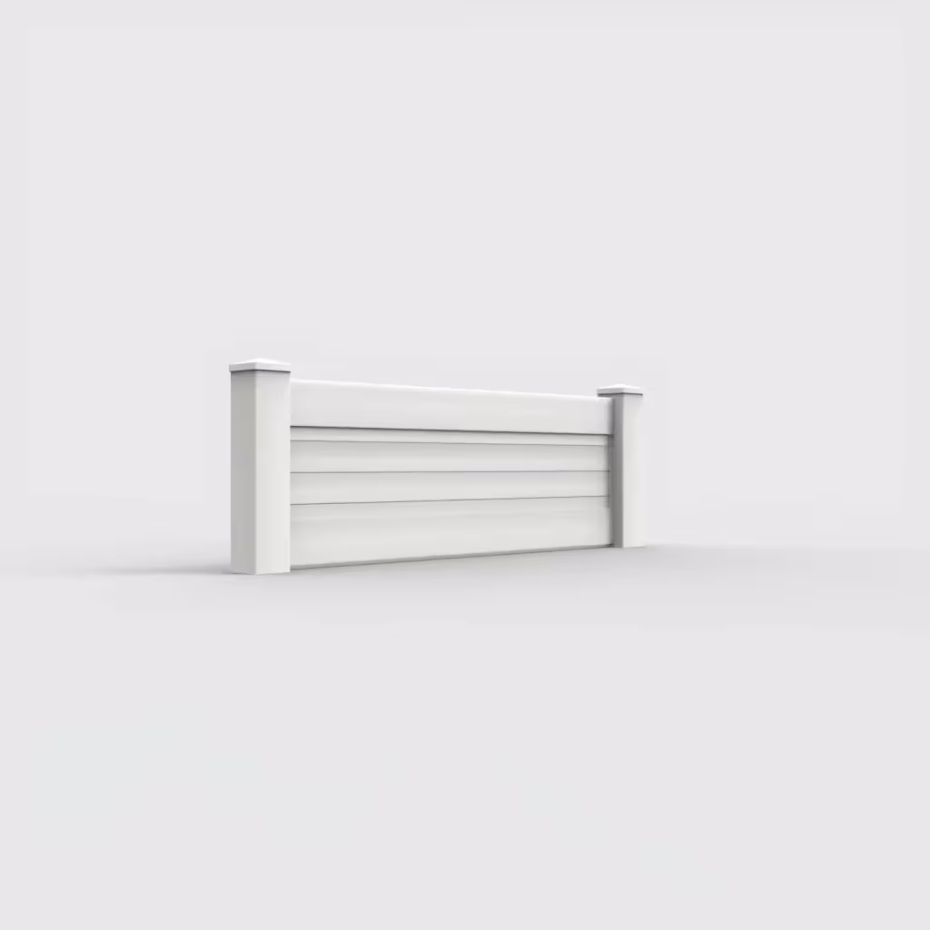 White horizontal privacy 2 ft wall topper, right-side view