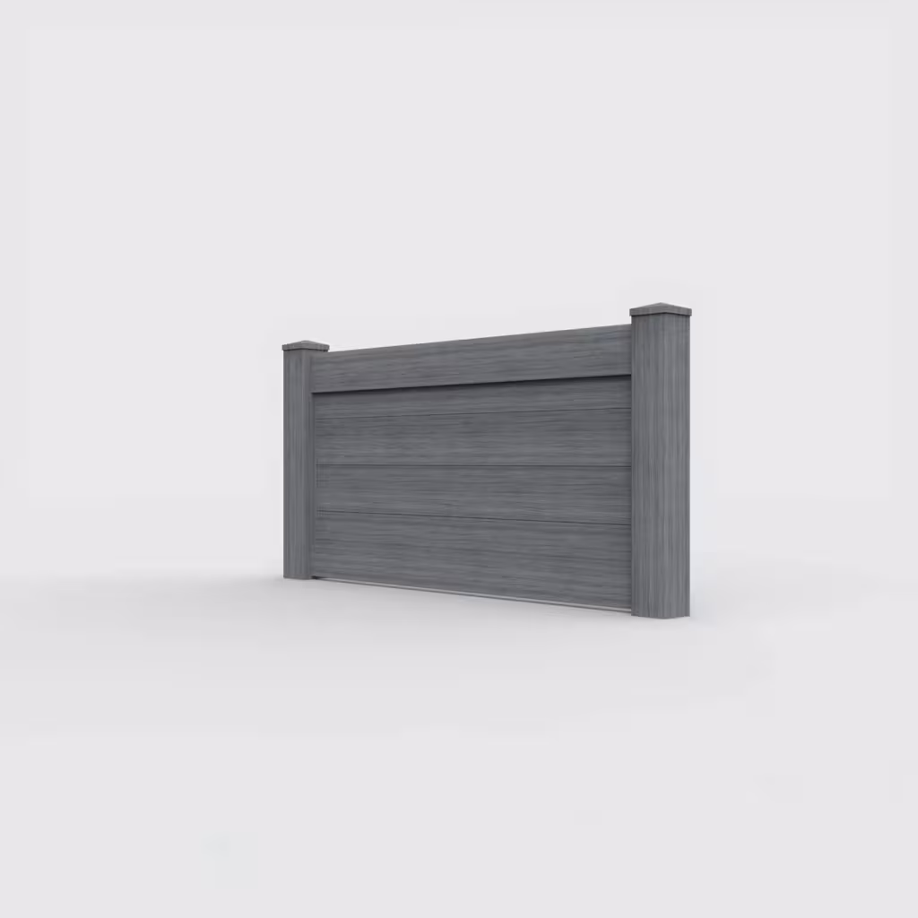 Arctic blend horizontal privacy 3 ft wall topper, left-side view