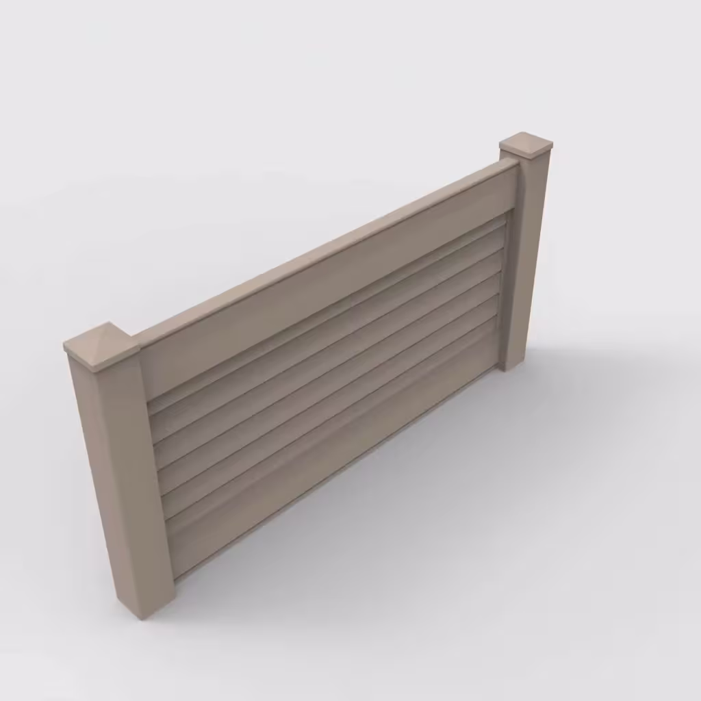Clay horizontal privacy 3 ft wall topper, isometric view