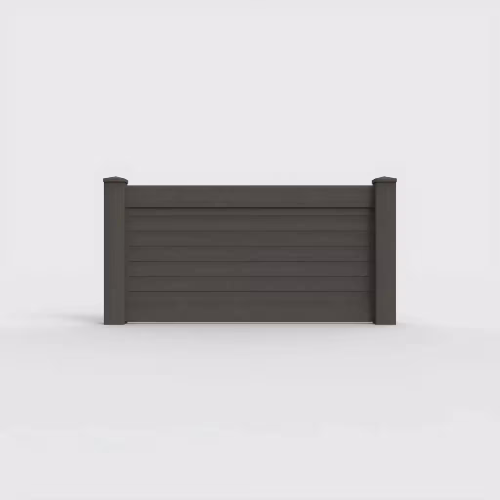 D. walnut horizontal privacy 3 ft wall topper, front view