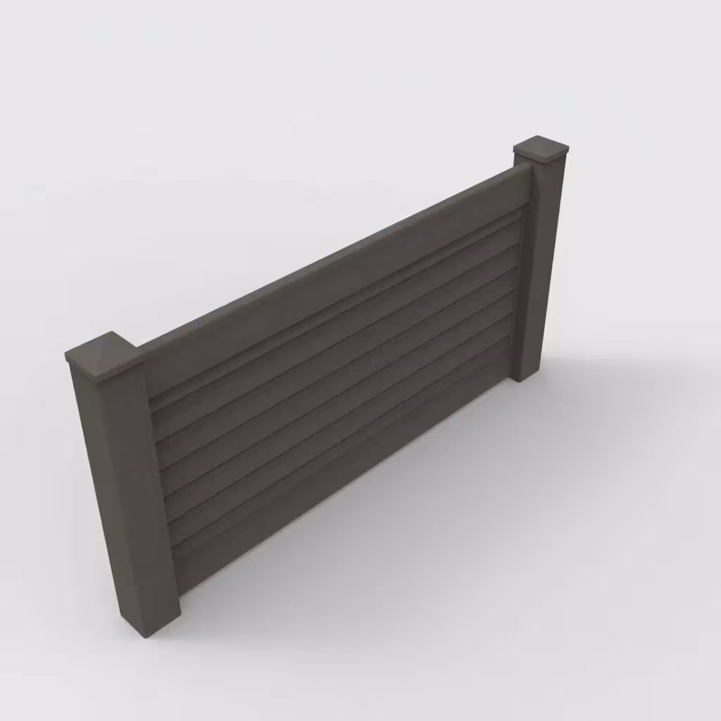 D. walnut horizontal privacy 3 ft wall topper, isometric view
