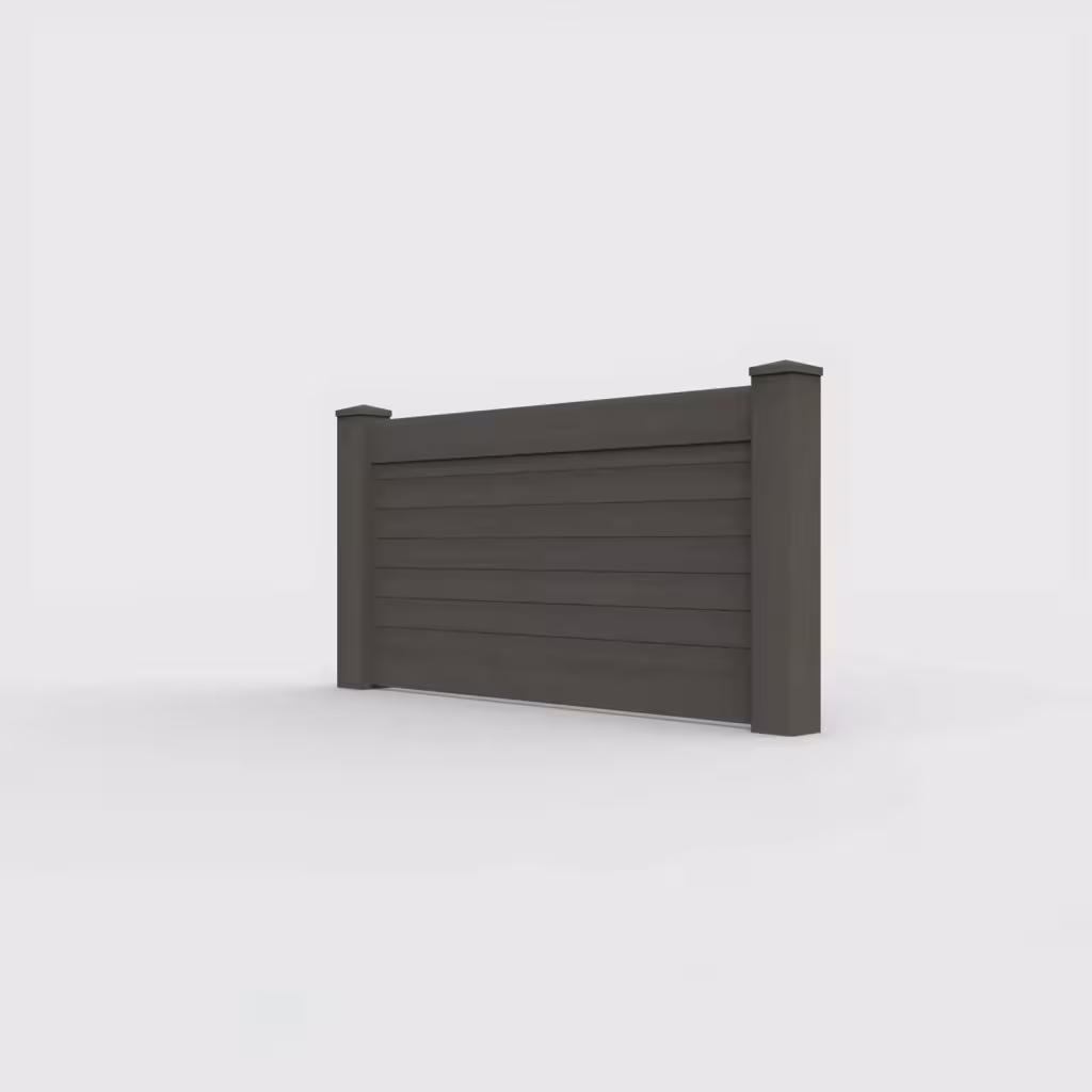 D. walnut horizontal privacy 3 ft wall topper, left-side view