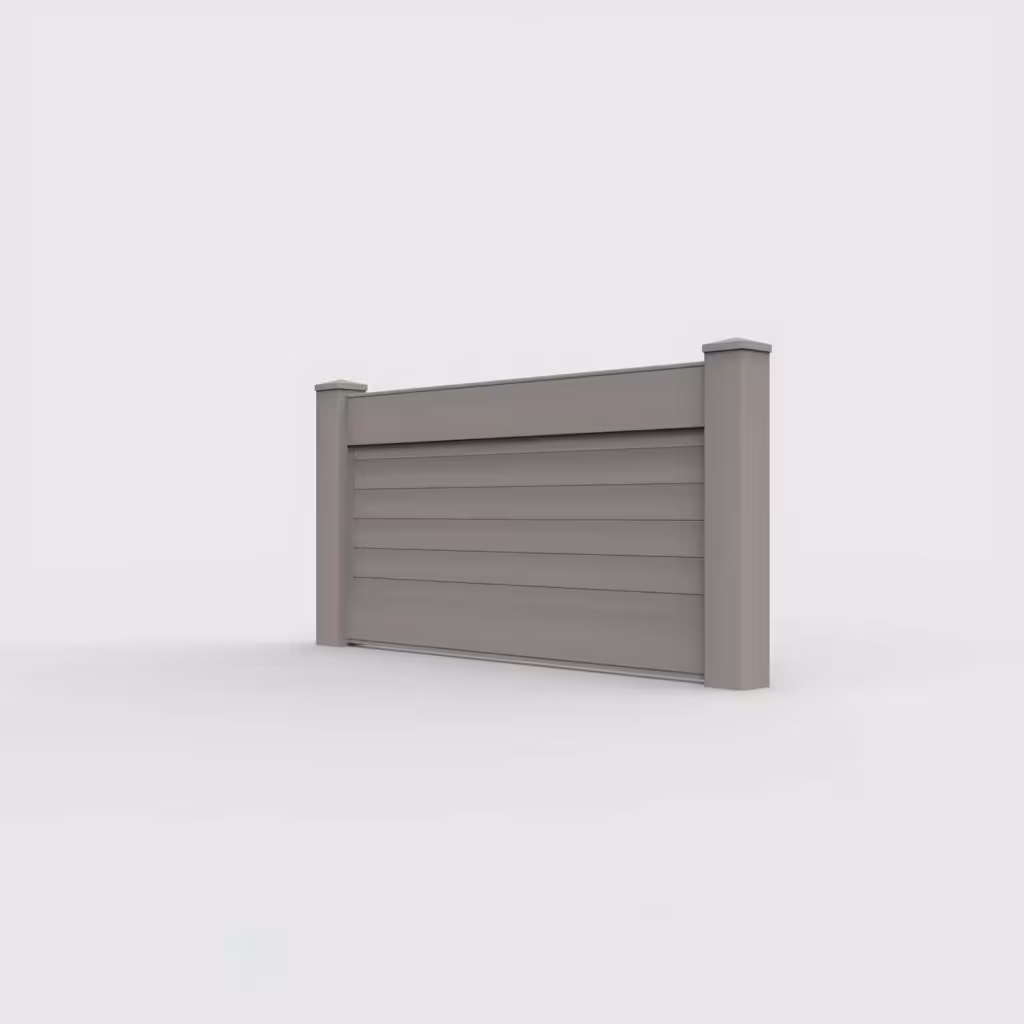 Gray horizontal privacy 3 ft wall topper, left-side view