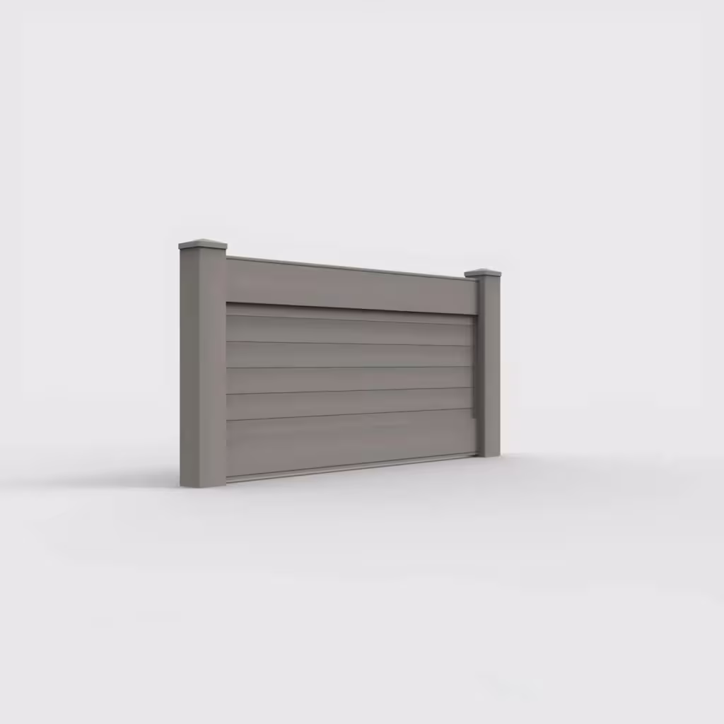 Gray horizontal privacy 3 ft wall topper, right-side view