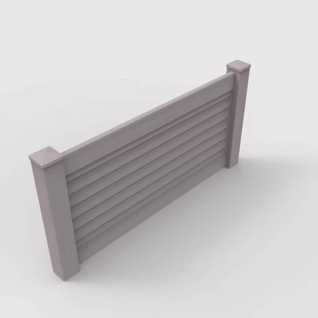 Slate gray horizontal privacy 3 ft wall topper, isometric view