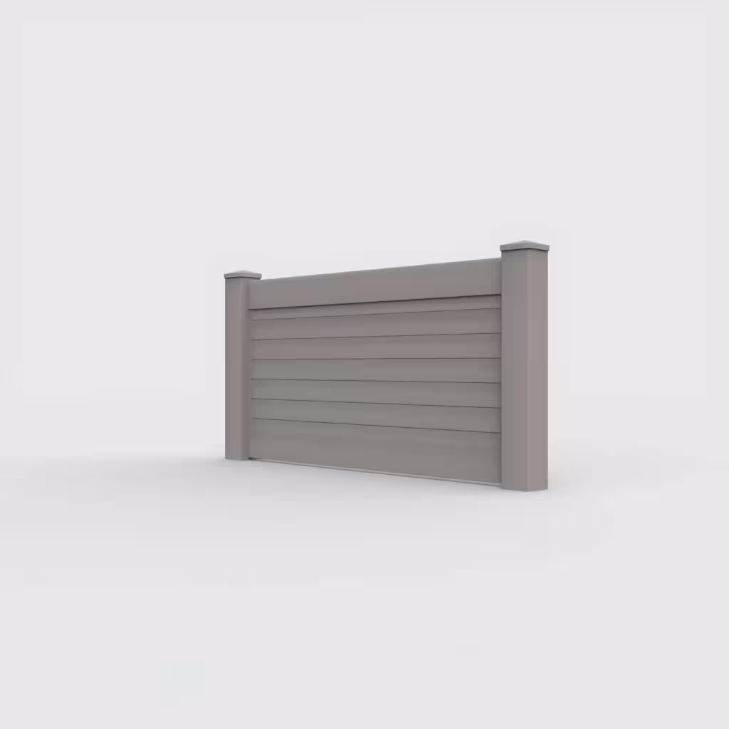 Slate gray horizontal privacy 3 ft wall topper, left-side view