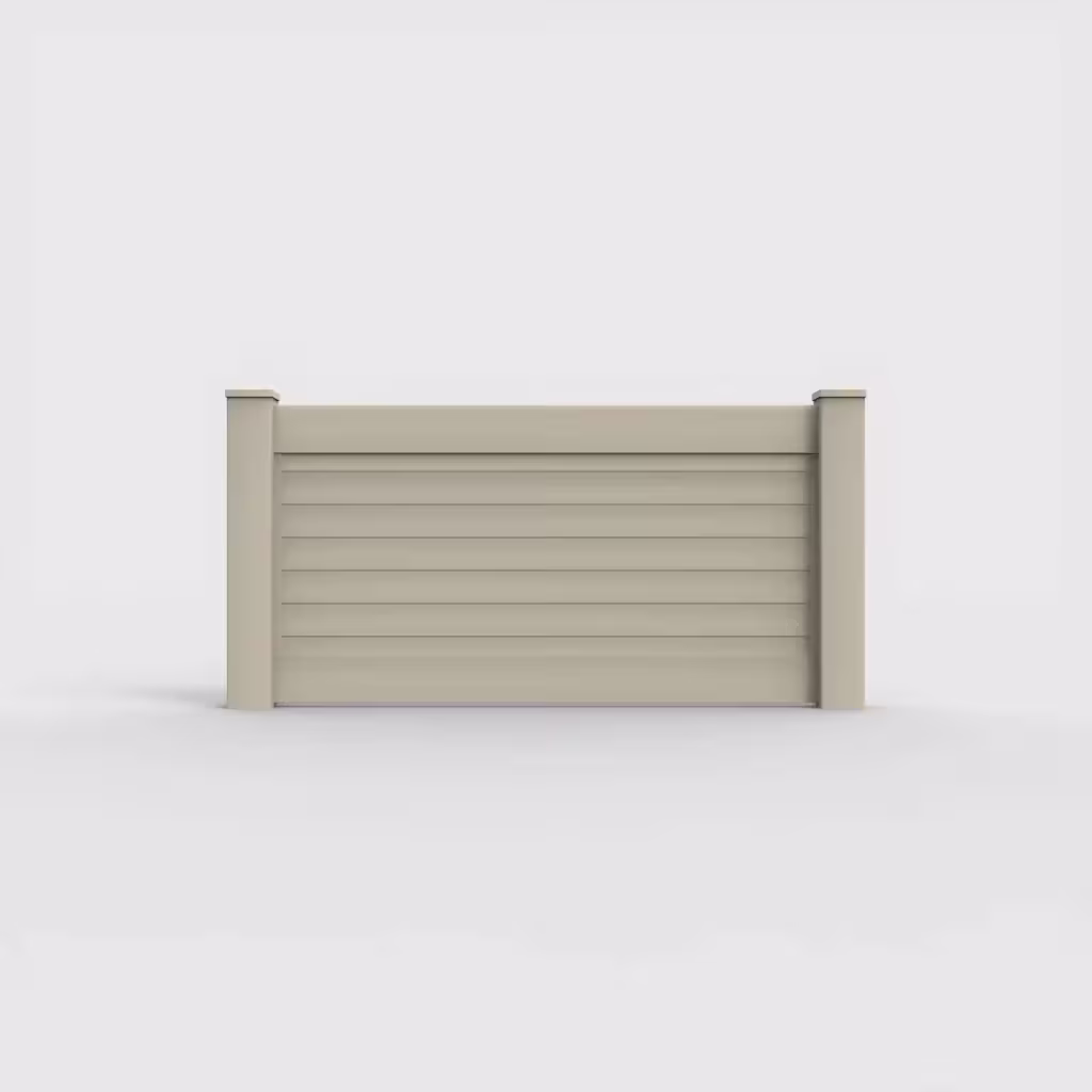 Tan horizontal privacy 3 ft wall topper, front view