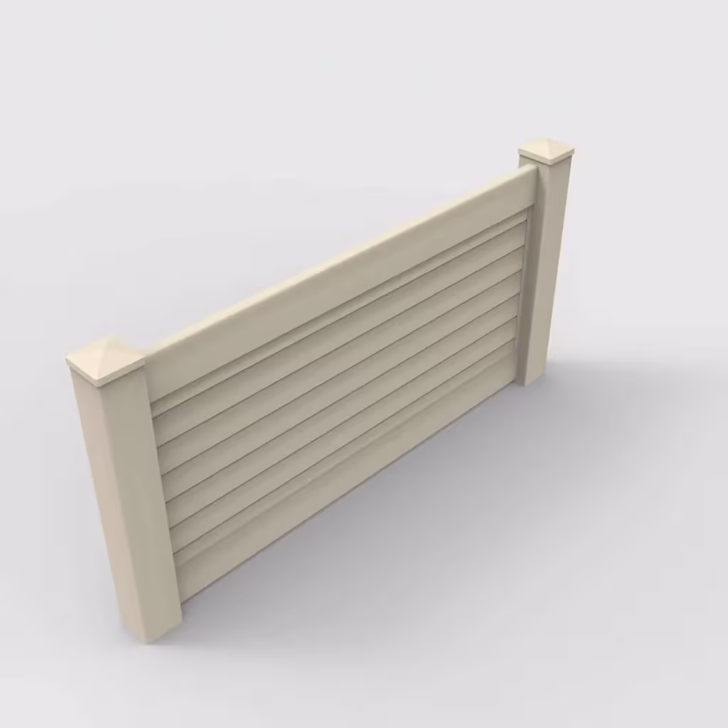 Tan horizontal privacy 3 ft wall topper, isometric view