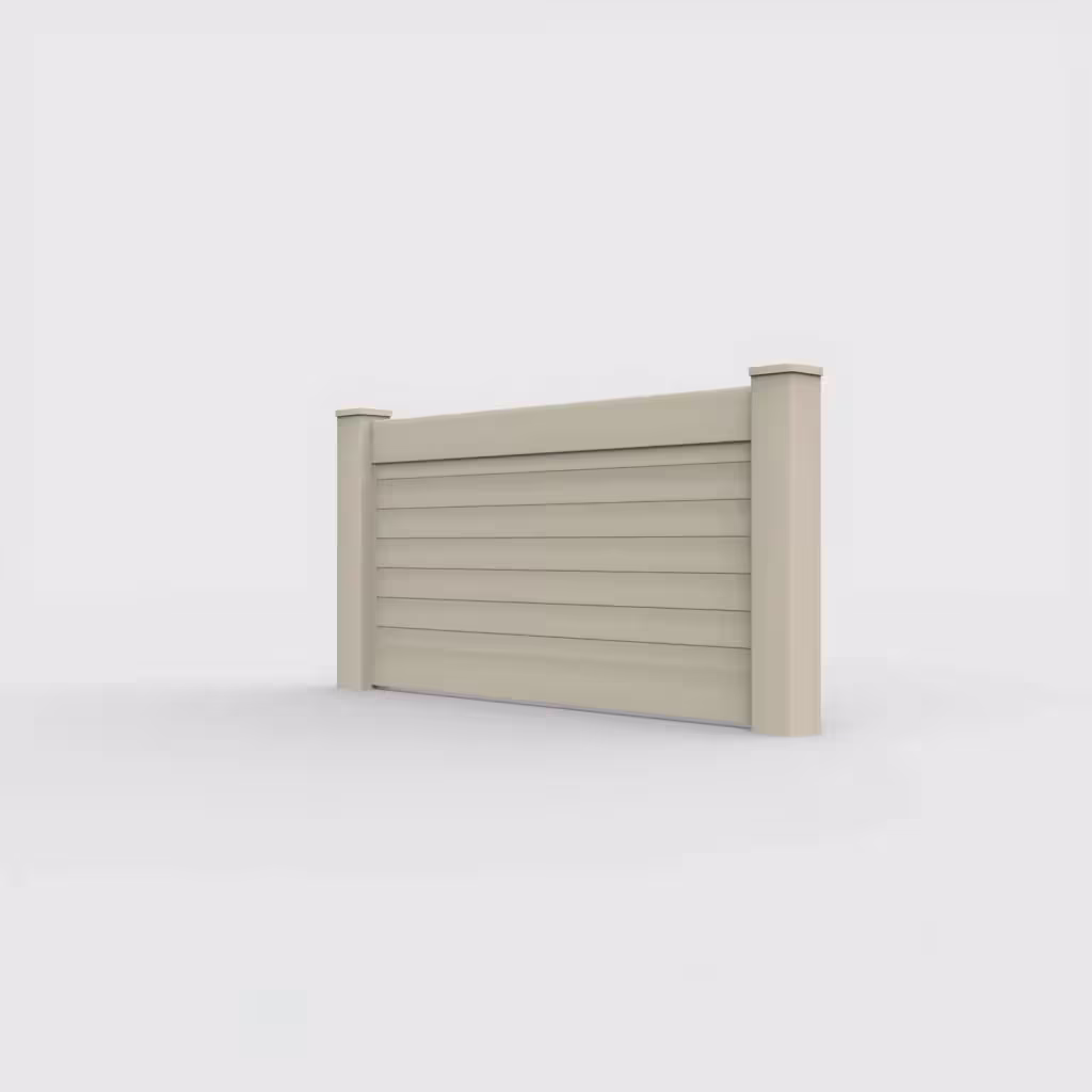 Tan horizontal privacy 3 ft wall topper, left-side view