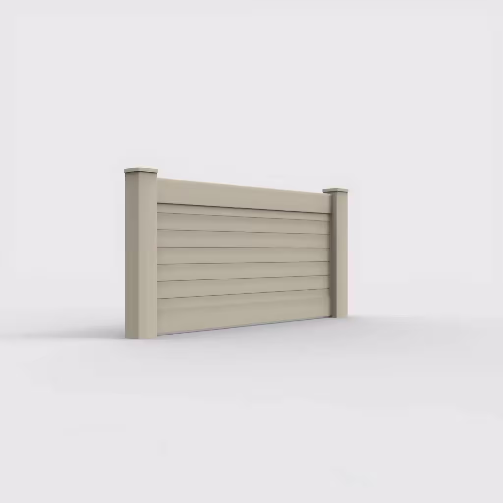 Tan horizontal privacy 3 ft wall topper, right-side view