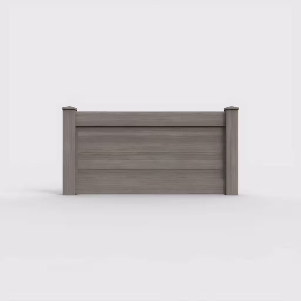 Weathered blend horizontal privacy 3 ft wall topper, front view