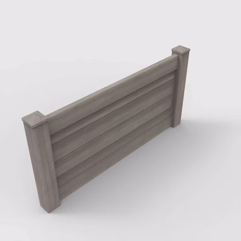 Weathered blend horizontal privacy 3 ft wall topper, isometric view