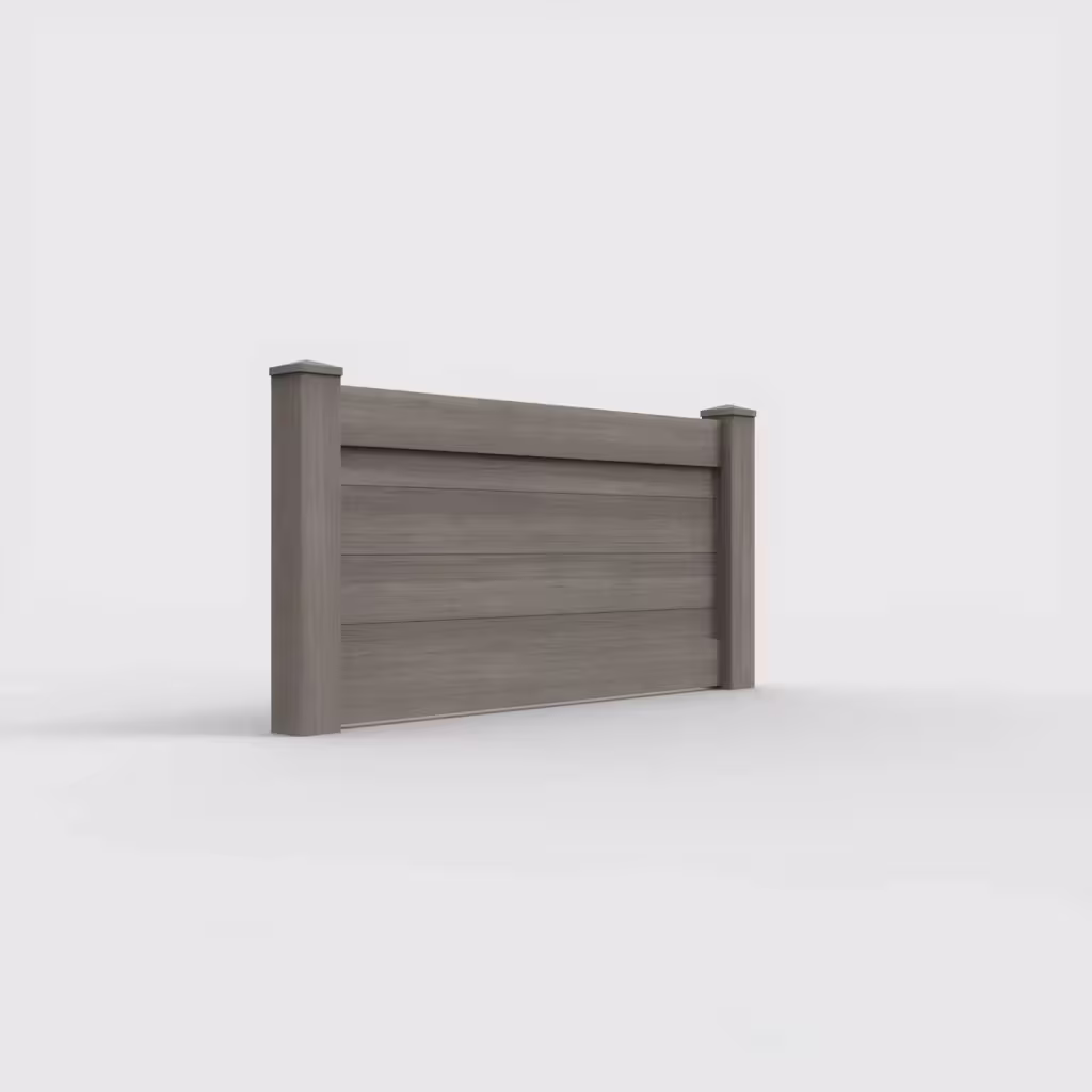 Weathered blend horizontal privacy 3 ft wall topper, right-side view