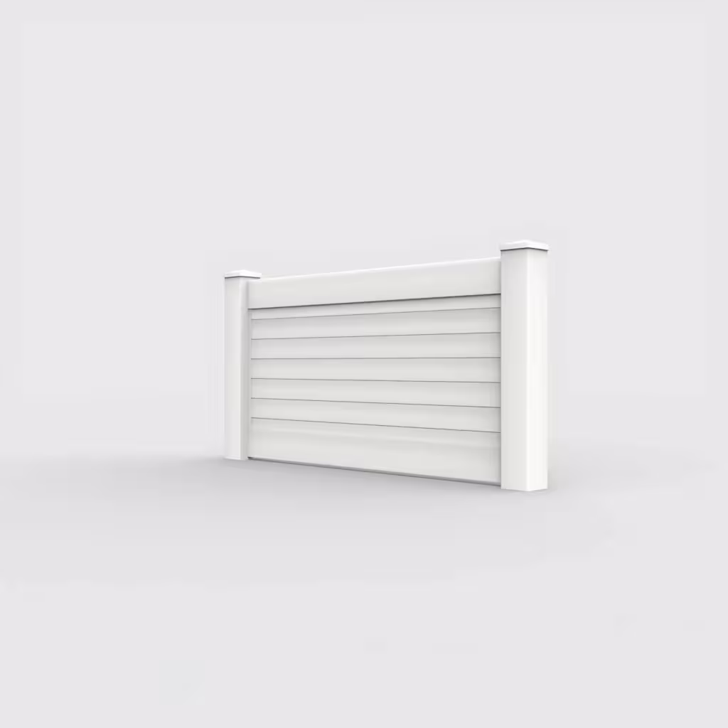 White horizontal privacy 3 ft wall topper, left-side view