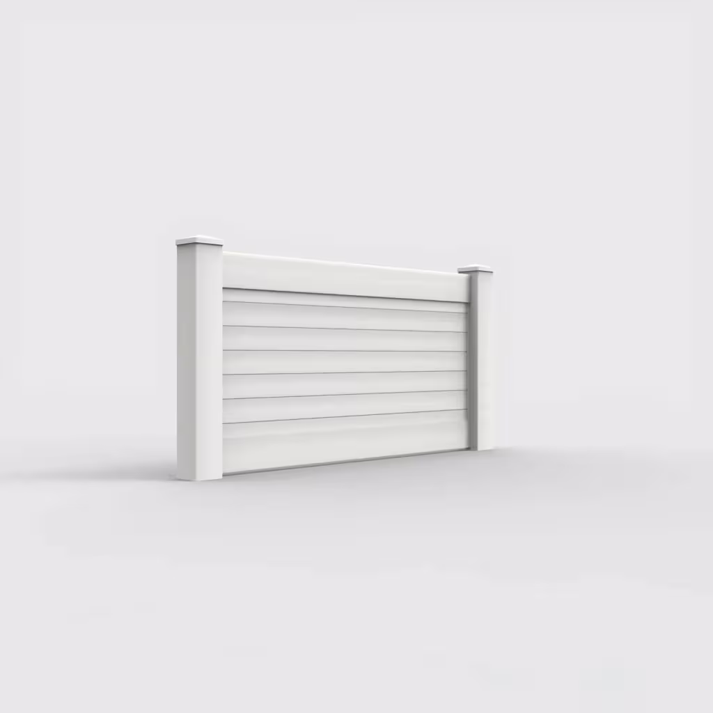 White horizontal privacy 3 ft wall topper, right-side view