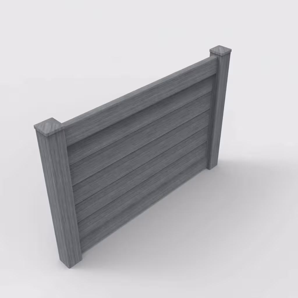Arctic blend horizontal privacy 4 ft fence, isometric view