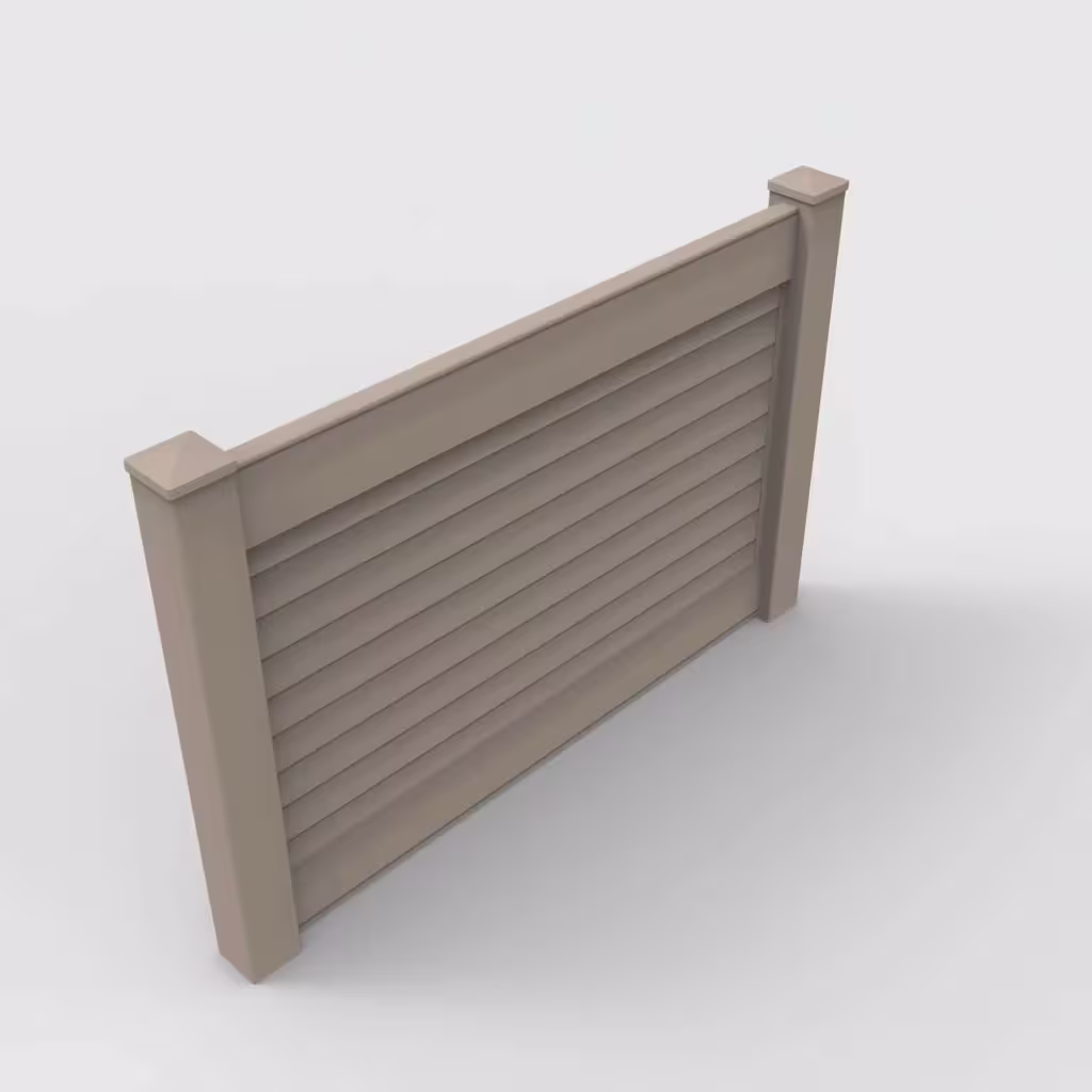 Clay horizontal privacy 4 ft fence, isometric view