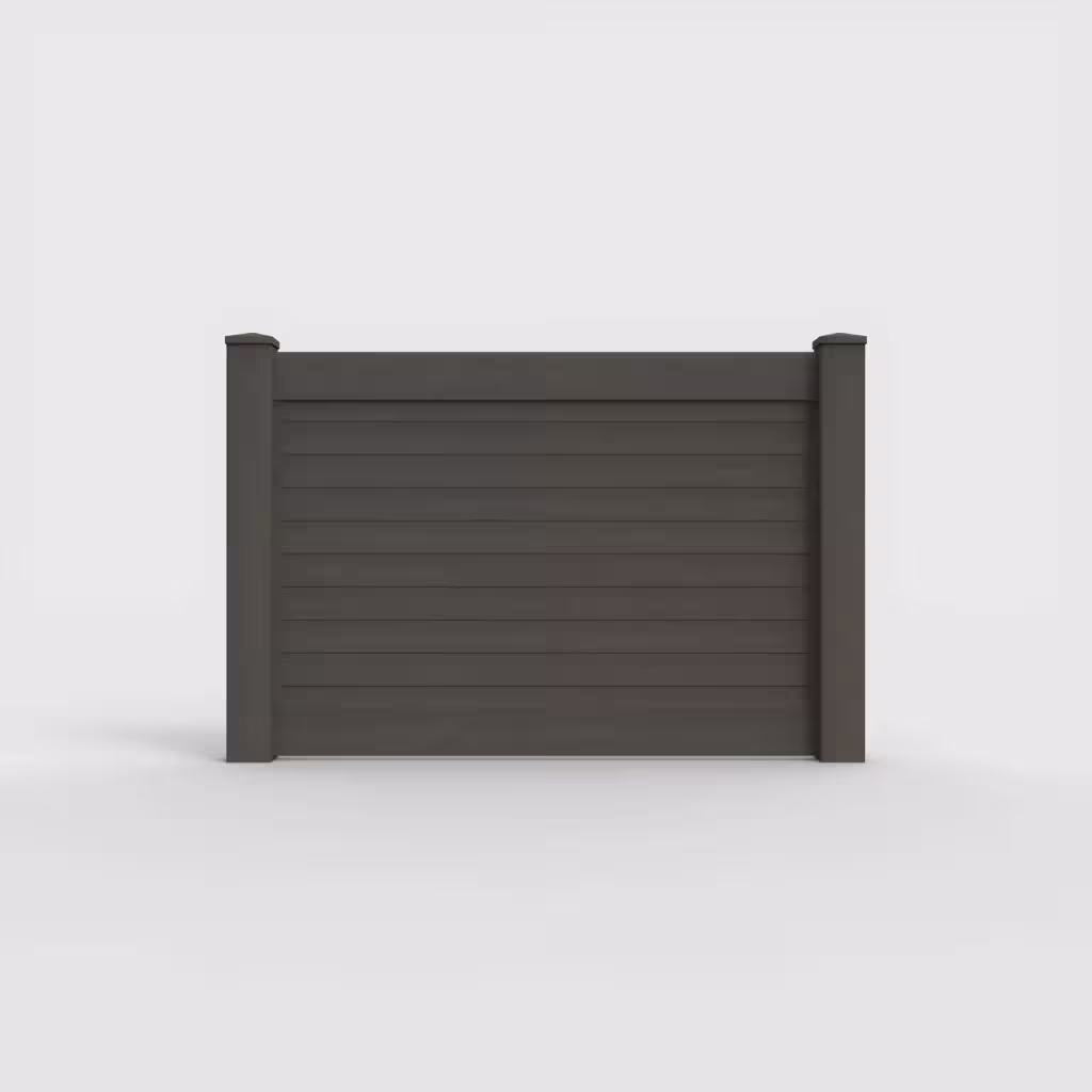 D. walnut horizontal privacy 4 ft fence, front view