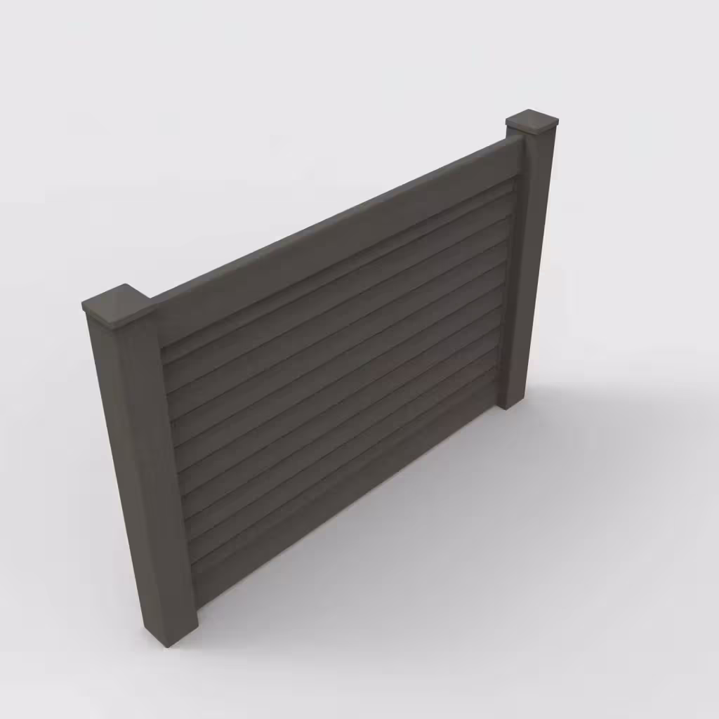 D. walnut horizontal privacy 4 ft fence, isometric view