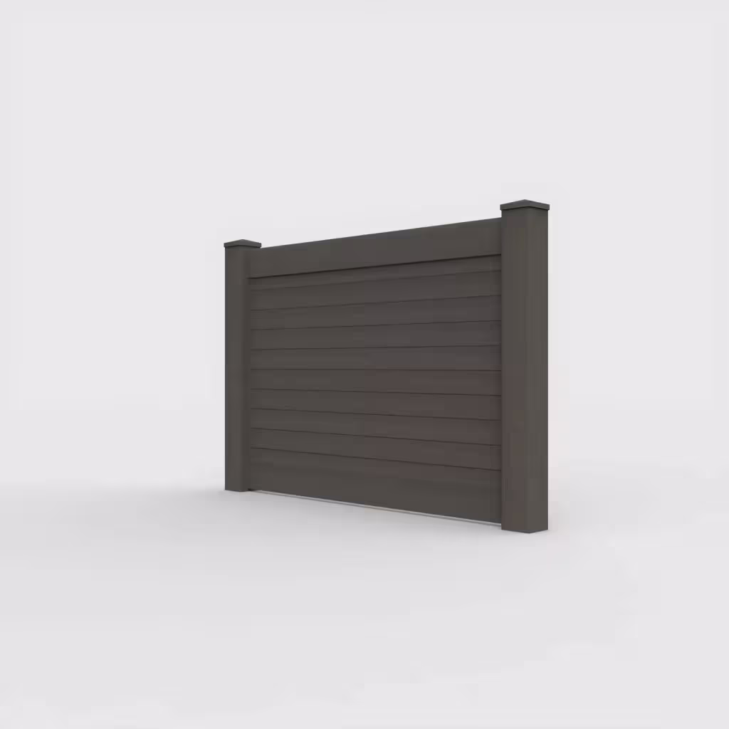 D. walnut horizontal privacy 4 ft fence, left-side view