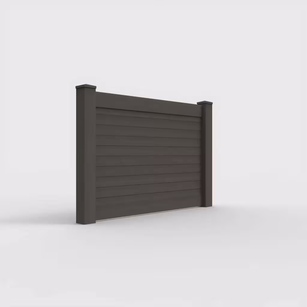 D. walnut horizontal privacy 4 ft fence, right-side view