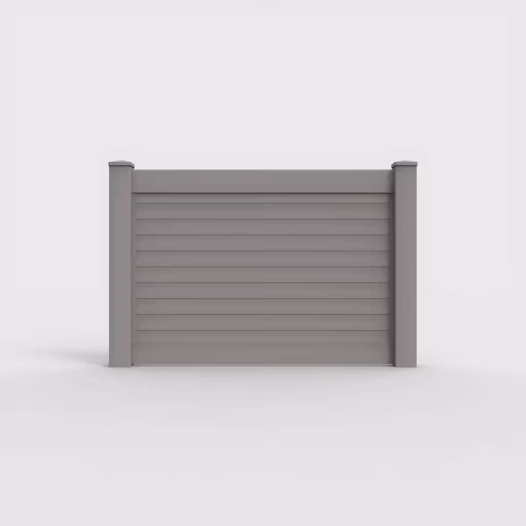 Slate gray horizontal privacy 4 ft fence, front view