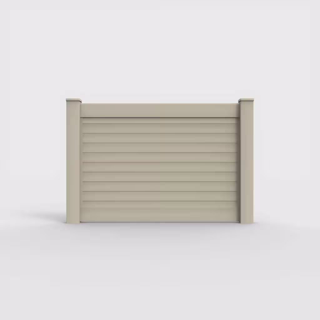 Tan horizontal privacy 4 ft fence, front view