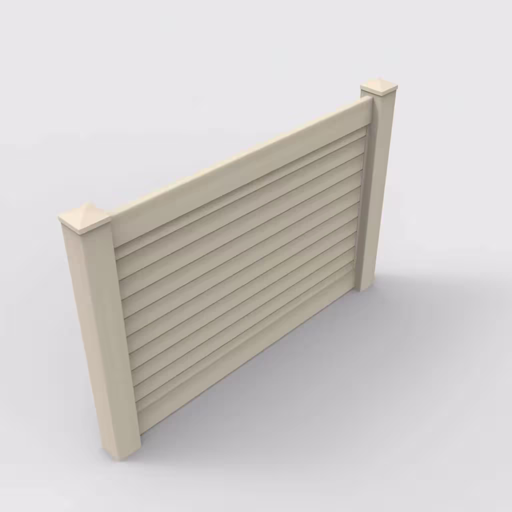 Tan horizontal privacy 4 ft fence, isometric view