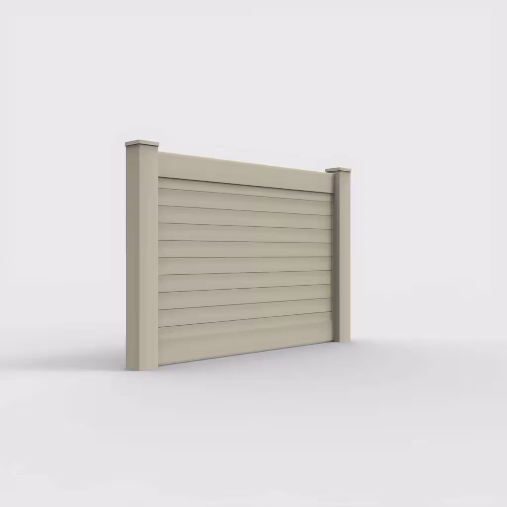 Tan horizontal privacy 4 ft fence, right-side view