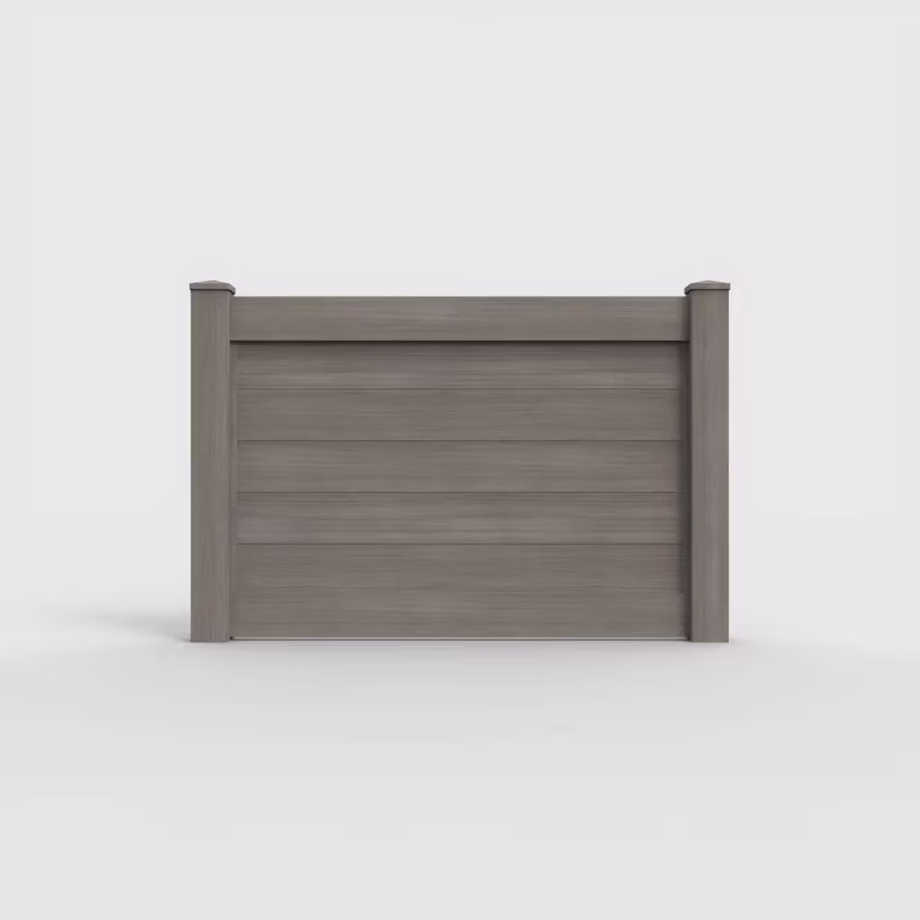 Weathered blend horizontal privacy 4 ft fence, front view