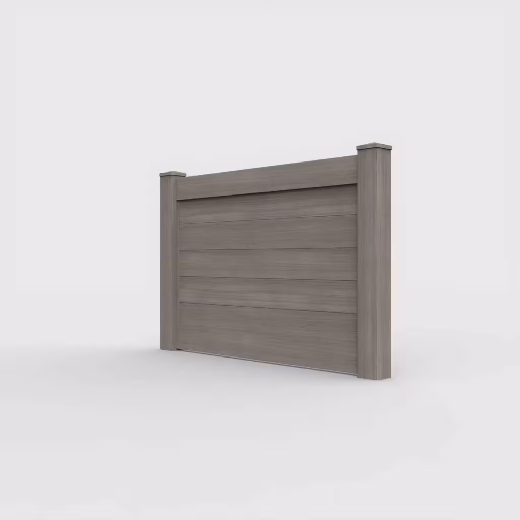 Weathered blend horizontal privacy 4 ft fence, left-side view