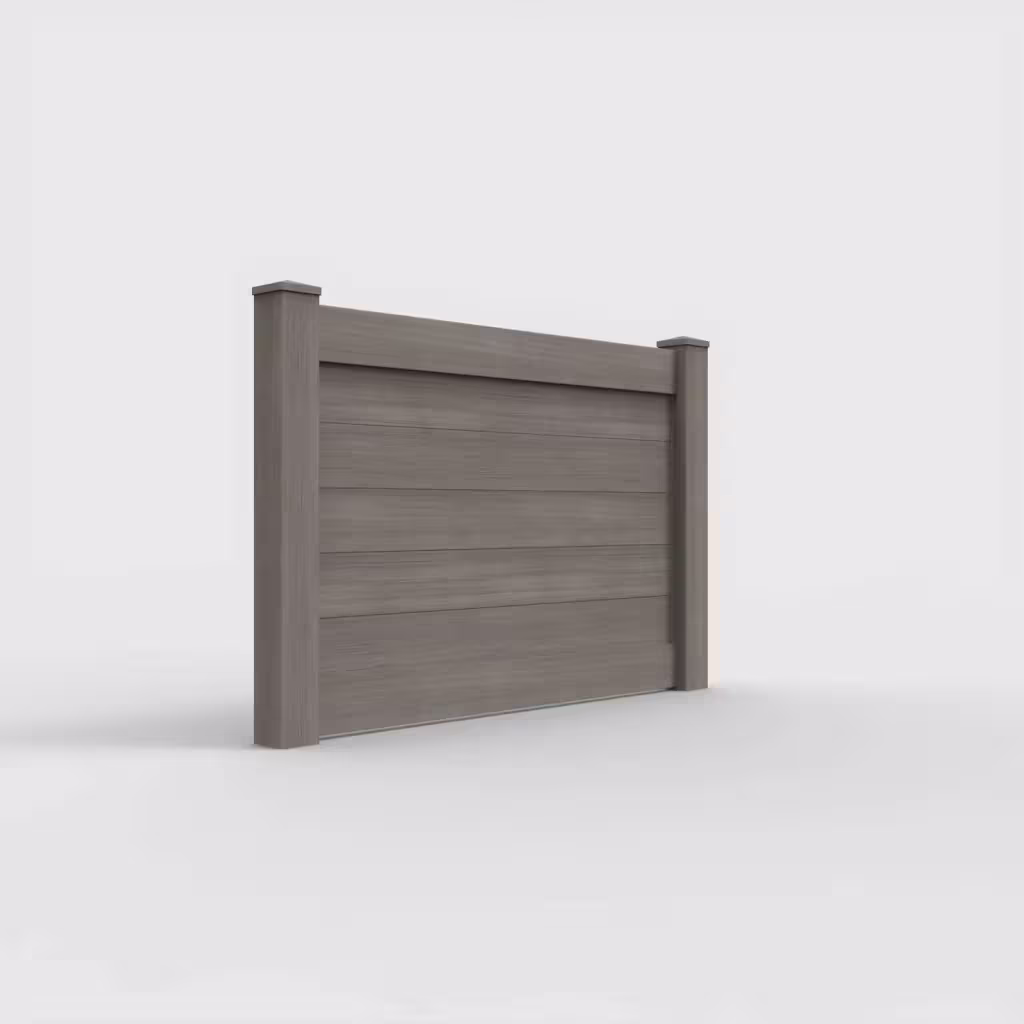 Weathered blend horizontal privacy 4 ft fence, right-side view